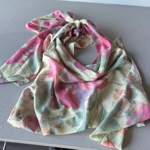 peppermayo Floral Silk-Like Pink & Green Top
